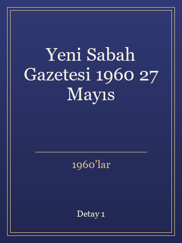 Yeni Sabah Gazetesi 1960 27 Mayıs (Karton Kapak) kitap kapağı 2