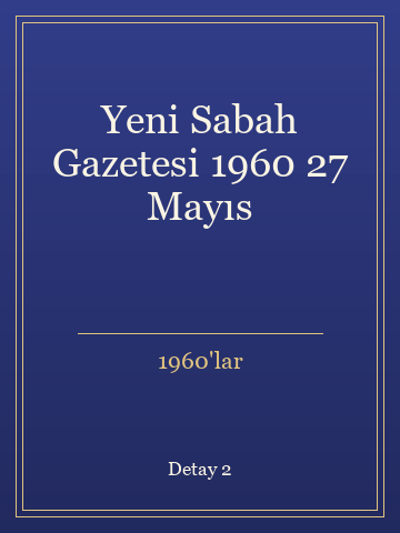 Yeni Sabah Gazetesi 1960 27 Mayıs (Karton Kapak) kitap kapağı 3