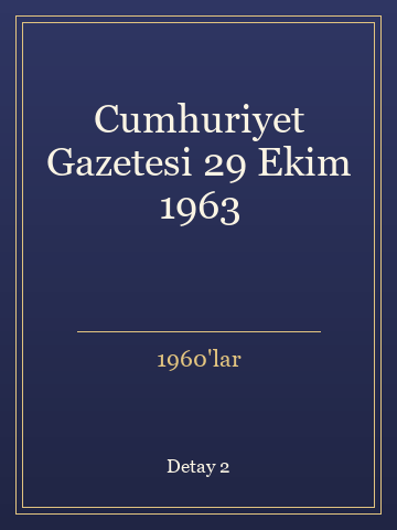 Cumhuriyet Gazetesi 29 Ekim 1963 (İlk Baskılardan) kitap kapağı 3