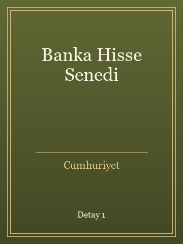 Banka Hisse Senedi (İlk Baskılardan) kitap kapağı 2
