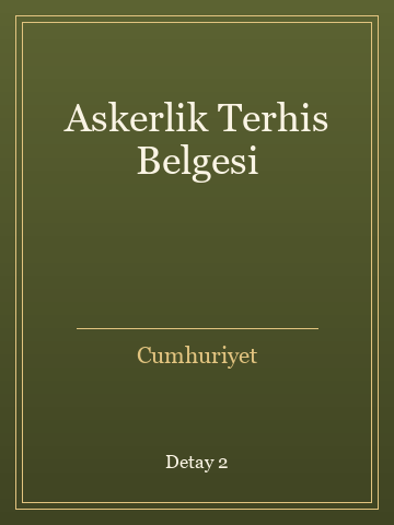 Askerlik Terhis Belgesi (Temiz Nüsha) kitap kapağı 3