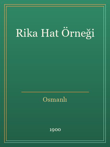 Rika Hat Örneği (Ciltli)