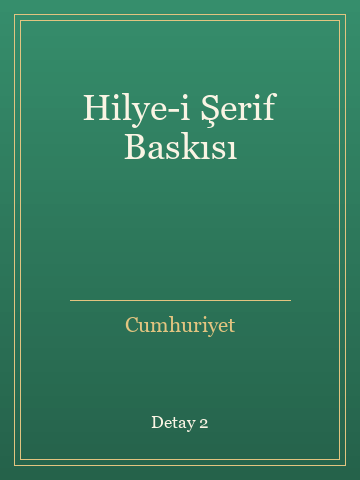 Hilye-i Şerif Baskısı (Temiz Nüsha) kitap kapağı 3
