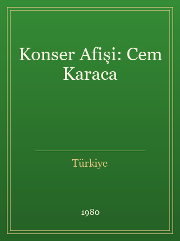 Konser Afişi: Cem Karaca