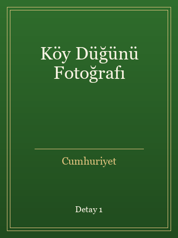 Köy Düğünü Fotoğrafı (Temiz Nüsha) kitap kapağı 2