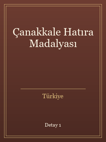 Çanakkale Hatıra Madalyası (Ciltli) kitap kapağı 2