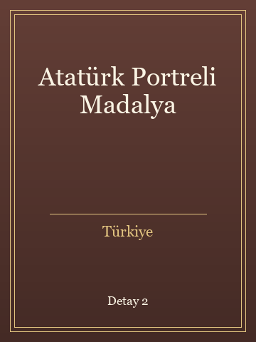 Atatürk Portreli Madalya (İlk Baskılardan) kitap kapağı 3