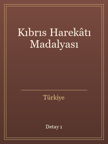 Kıbrıs Harekâtı Madalyası (İlk Baskılardan) kitap kapağı 2