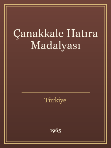 Çanakkale Hatıra Madalyası (Temiz Nüsha)