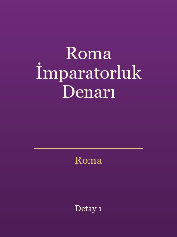Roma İmparatorluk Denarı kitap kapağı 2