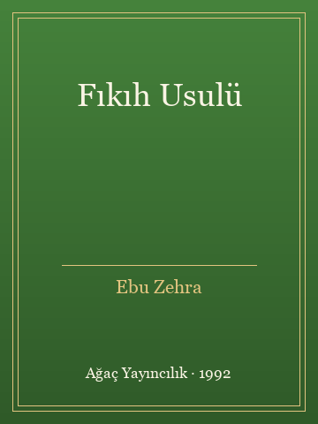 Fıkıh Usulü - Ebu Zehra kitap kapağı 3