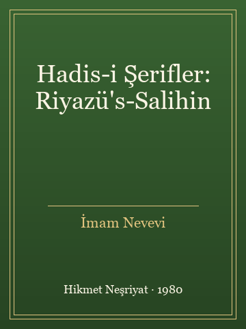 Hadis-i Şerifler: Riyazü's-Salihin (Ciltli) - İmam Nevevi kitap kapağı 2