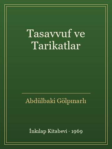 Tasavvuf ve Tarikatlar (İlk Baskılardan) - Abdülbaki Gölpınarlı kitap kapağı 2