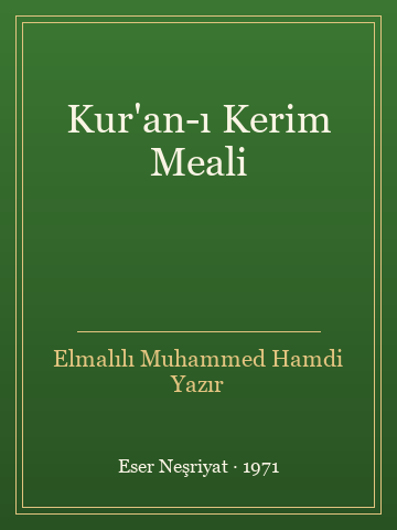 Kur'an-ı Kerim Meali (Temiz Nüsha) - Elmalılı Muhammed Hamdi Yazır kitap kapağı 3