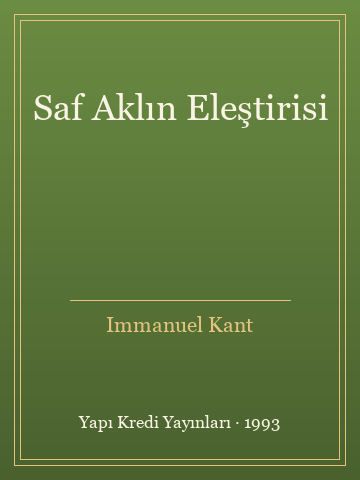 Saf Aklın Eleştirisi (Karton Kapak) - Immanuel Kant kitap kapağı 3