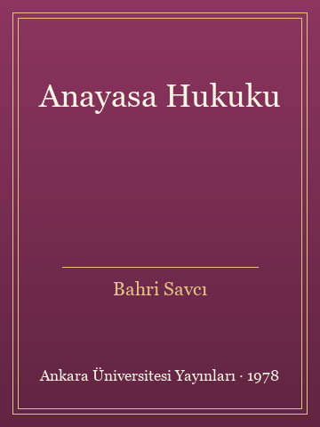 Anayasa Hukuku (Karton Kapak) - Bahri Savcı kitap kapağı 3