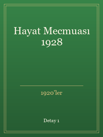 Hayat Mecmuası 1928 kitap kapağı 2